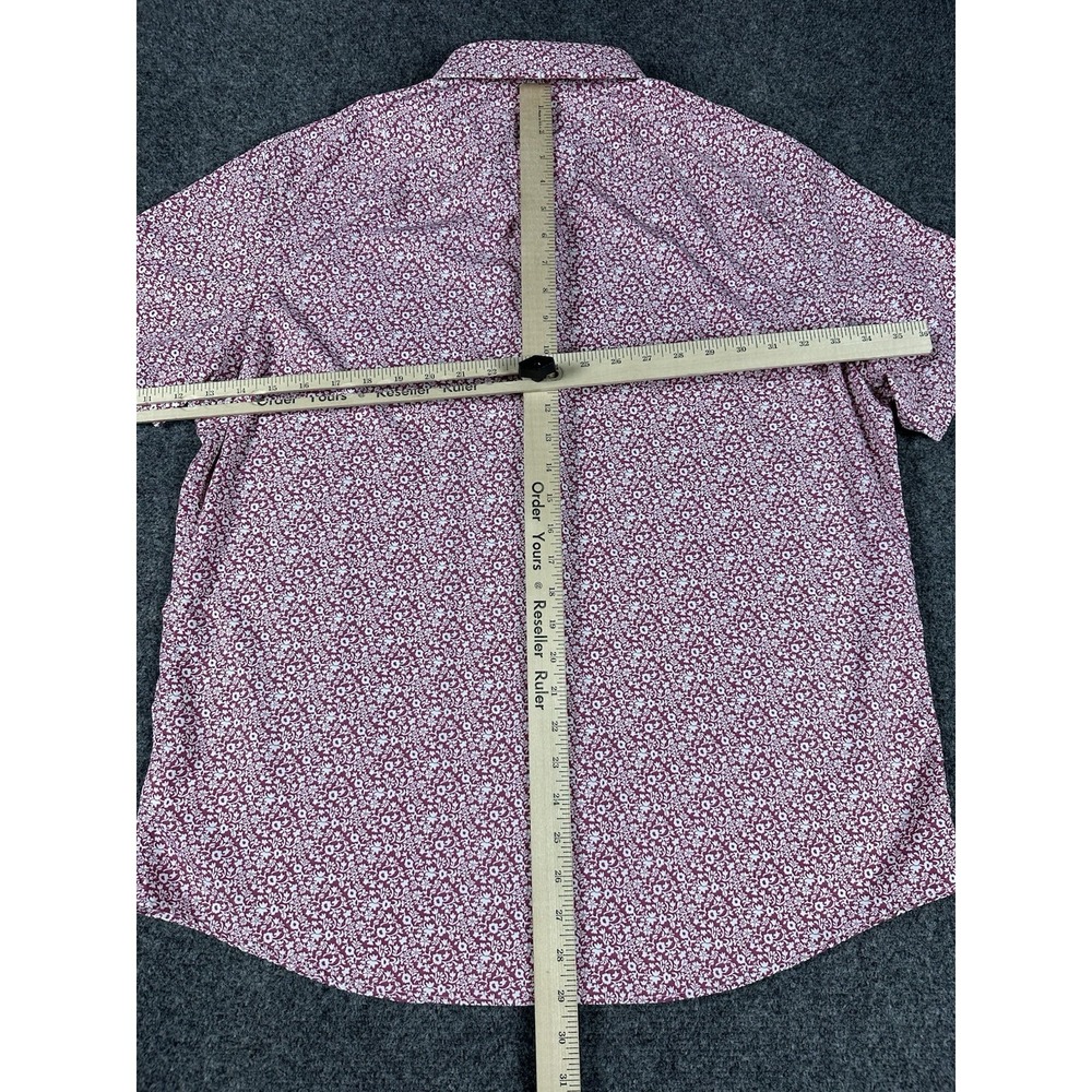 UNTUCKit Floral Button Up Shirt Mens XL Pink White Nylon Short Sleeve Chaddsford - Picture 7 of 8